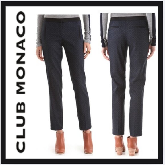 Club Monaco Navy Aida Jacquard Skinny Dress Pants - Picture 1 of 6